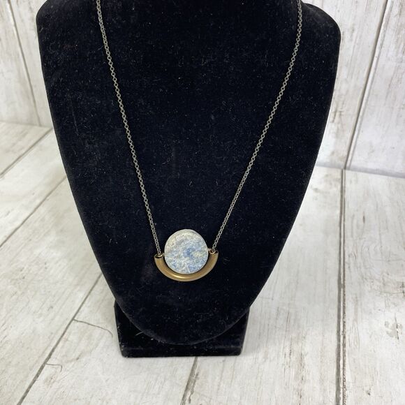 Larissa Loden Jewelry - Larissa Loden Celestial Sun Moon Brass Lapis Stone Necklace Statement